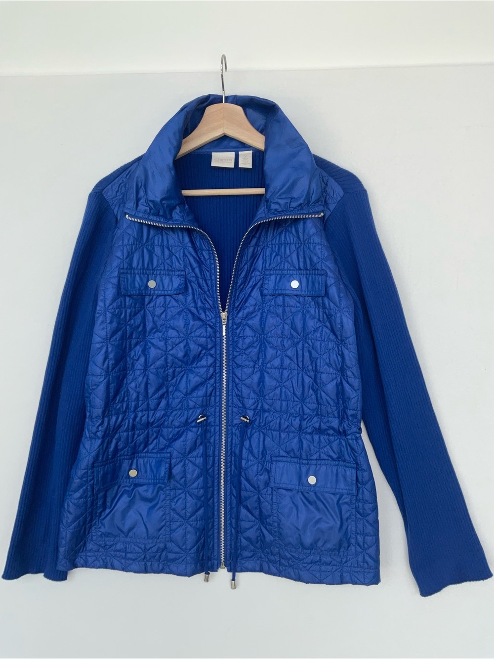 Chico's Royal Blue Quilted Zip-Front Jacket